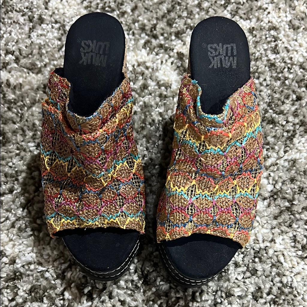 Colorful Knit Open-Toe Sandals